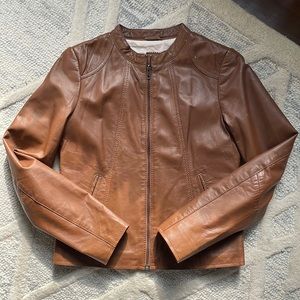 New cognac leather jacket